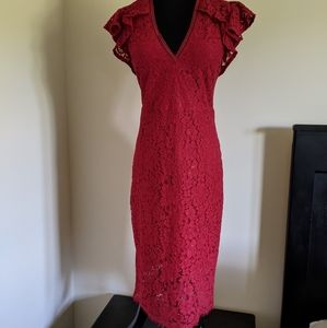 Express women's midi red lace dress, size 2